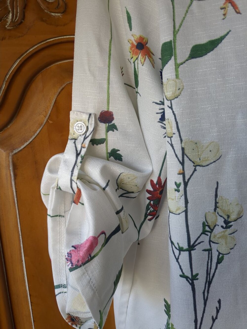 L Oversized Floral Long Sleeve Tunic Top - Picture 3 of 9